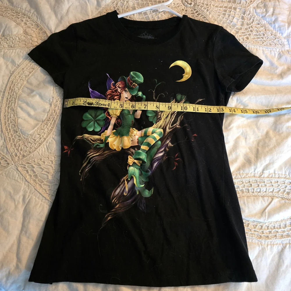 2000's Goth Shamrock Fairy Baby Tee From Hot Topic - Picture 2 of 4